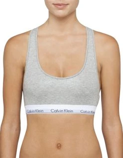Calvin Klein Modern Cotton Unlined Bralette In Grey Marle