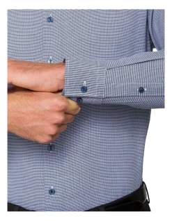 Calvin Klein Navy Check Long Sleeve Business Shirt -Calvin Klein Sales 517792870 3 720x928