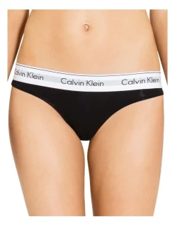 Calvin Klein Modern Cotton Thong In Black