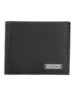 Calvin Klein Smooth Plaque Black Leather Slimfold Wallet