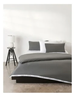 Calvin Klein Classic Modern Cotton Quilt Cover In Charcoal