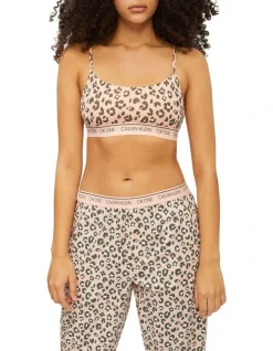 Calvin Klein Ck One Cotton Unlined Bralette In Peach Leopard