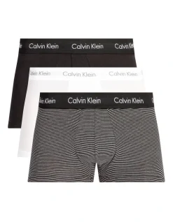 Calvin Klein Cotton Stretch Low Rise Trunk White/Black 3 Pack