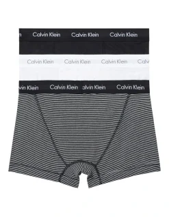 Calvin Klein Cotton Stretch Trunk White/Black 3 Pack