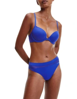 Calvin Klein Perfectly Fit Flex Push Up Plunge Bra In Blue