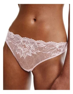 Calvin Klein Seductive Comfort Lotus Floral Thong In Pink