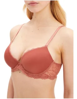 Calvin Klein Seductive Comfort Lotus Floral Lift Demi Bra In Brown