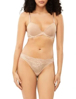 Calvin Klein Seductive Comfort Lotus Floral Push-Up T-Shirt Bra In Beige
