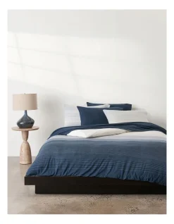 Calvin Klein Knit Stripe Quilt Cover In Indigo