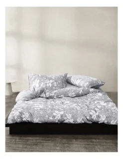Calvin Klein Floral Print Quilt Cover In Pewter