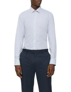 Calvin Klein Slim Long Sleeve Diagonal Dobby Business Shirt Good Grey