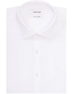 Calvin Klein Slim Long Sleeve Knitted Business Shirt White -Calvin Klein Sales 891854650 3 720x928