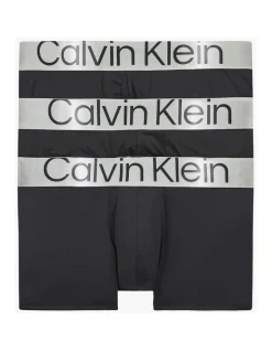 Calvin Klein 3 Pack Sustainable Steel Low Rise Trunks In Black