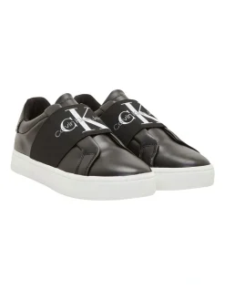 Calvin Klein Leather Classic Cupsole Slip-On Sneaker In Black
