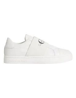 Calvin Klein Classic Cupsole White Leather Slip On Sneaker