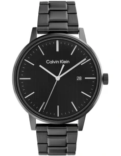 Calvin Klein Linked Bracelet For Him Ionic Plated Black Steel Watch 25200057