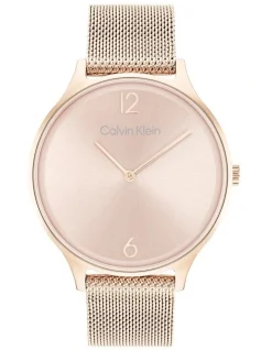 Calvin Klein Timeless Mesh 38mm Ionic Plated Carnation Gold Steel Watch 25200002