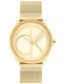 Calvin Klein Iconic Mesh 35mm Ionic Gold Plated Watch 25200034