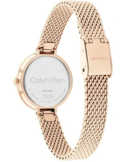 Calvin Klein Minimalistic T Bar 28mm Mesh Ionic Plated Carnation Gold Watch 25200083 -Calvin Klein Sales 909521830 3 720x928