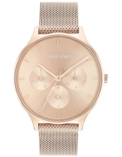 Calvin Klein Timeless Mesh Ionic Plated Carnation Gold Steel Watch 25200102
