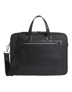 Calvin Klein Classic Recycled Faux Leather Black Laptop Bag