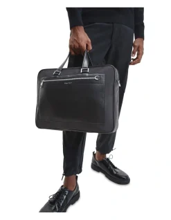 Calvin Klein Classic Recycled Faux Leather Black Laptop Bag -Calvin Klein Sales 914363200 4 720x928