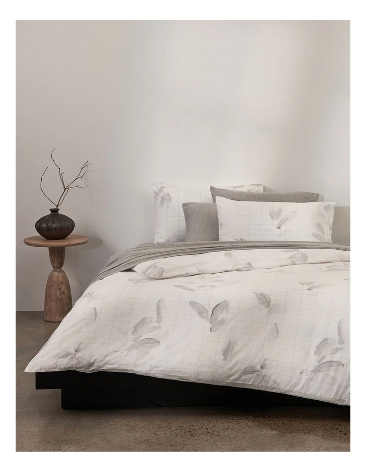 Shadow Grid Floral Quilt Cover Set in Grey Calvin Klein Shadow Grid Floral Quilt Cover Set In Grey -Calvin Klein Sales