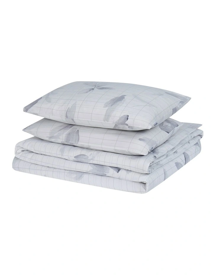 Shadow Grid Floral Quilt Cover Set in Grey Calvin Klein Shadow Grid Floral Quilt Cover Set In Grey -Calvin Klein Sales