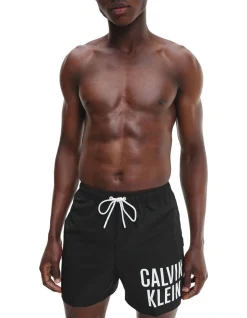 Calvin Klein Intense Power Logo Medium Swimshort In Black