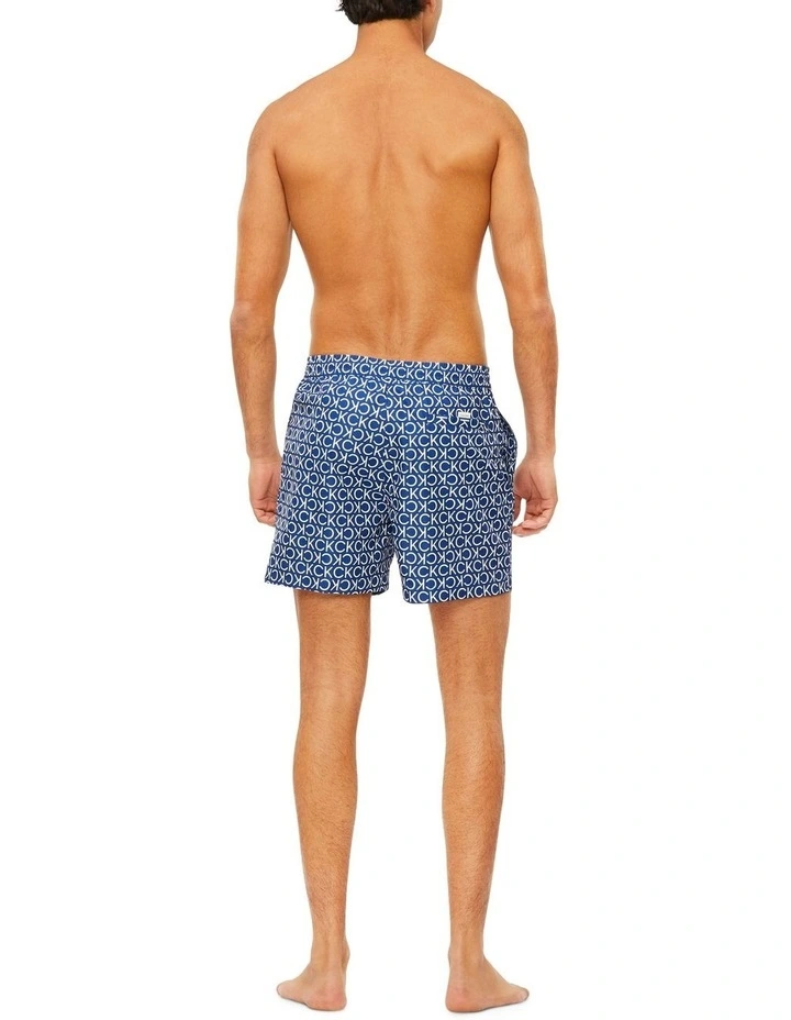 Core Solids Iconic Logo Medium Swimshort In Blue/White Calvin Klein Core Solids Iconic Logo Medium Swimshort In Blue/White -Calvin Klein Sales