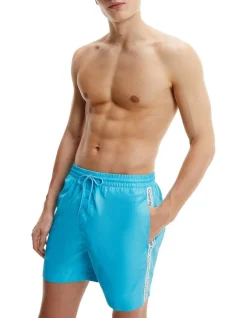 Calvin Klein Core Logo Tape Medium Swimshort In Blue