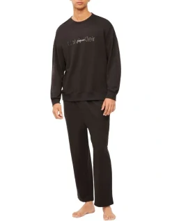 Calvin Klein Embossed Icon Lounge Long Sleeve Sweat Top In Black