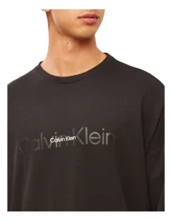 Calvin Klein Embossed Icon Lounge Long Sleeve Sweat Top In Black -Calvin Klein Sales 923733550 4 720x928