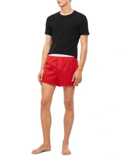 Calvin Klein Modern Cotton Short Sleeve Tee & Boxer Set In Black/Red