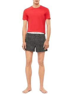 Calvin Klein Modern Cotton Short Sleeve Tee & Boxer Set In Red/Black