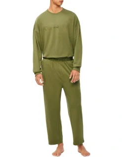 Calvin Klein Embossed Icon Lounge Pant In Olive