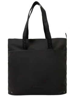 Calvin Klein Zip Top Recycled Polyester Tote Bag In Black