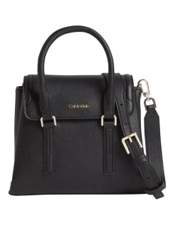 Calvin Klein Elevated Faux Leather Satchel Bag In Black