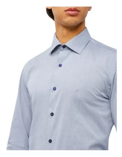 Calvin Klein Slim Long Sleeve Pinpoint Shirt In Blue Grey -Calvin Klein Sales 927759340 4 720x928