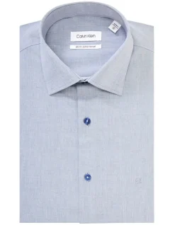Calvin Klein Slim Long Sleeve Pinpoint Shirt In Blue Grey -Calvin Klein Sales 927759340 5 720x928