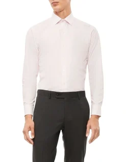 Calvin Klein Slim Long Sleeve Mini Check Shirt In Pink