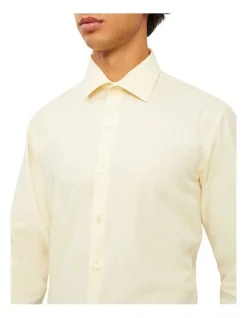 Calvin Klein Slim Long Sleeve Pinpoint Shirt In Yellow -Calvin Klein Sales 927760240 4 720x928