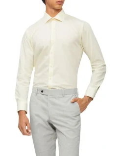 Calvin Klein Slim Long Sleeve Marle Check Shirt In Ecru