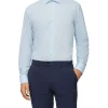 Calvin Klein Slim Long Sleeve Pinpoint Shirt In Blue