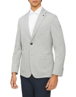 Calvin Klein Puppytooth Knit Blazer In Light Grey