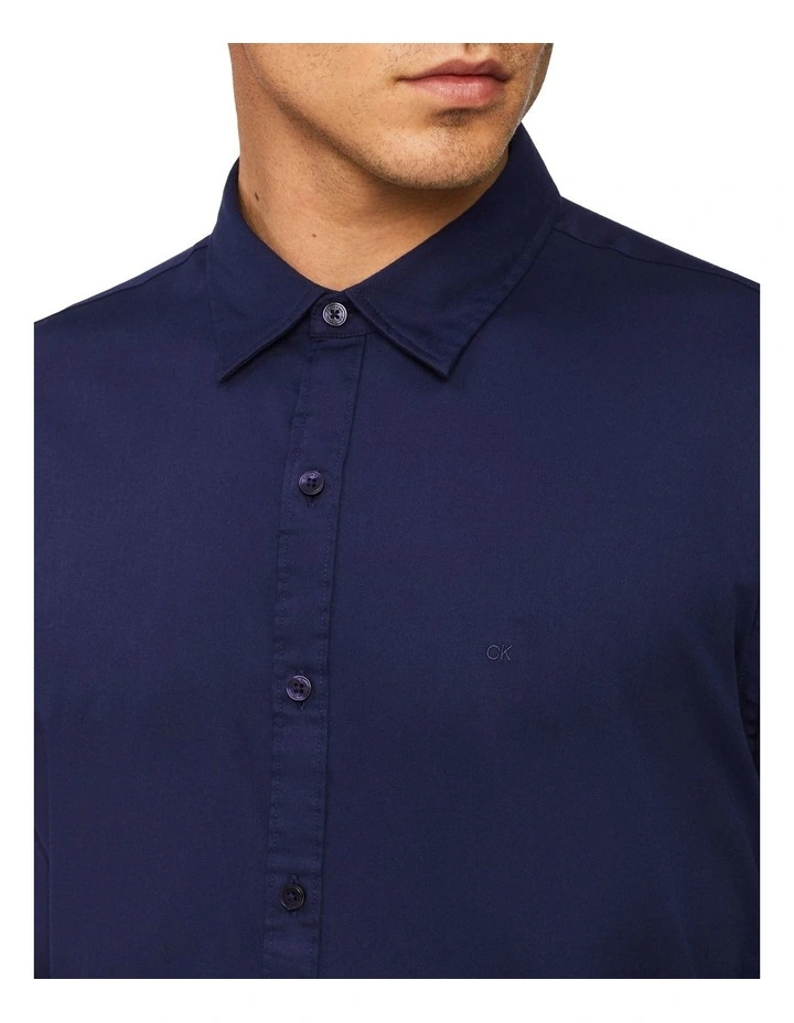 Nevertuck Long Sleeve Plain Poplin Shirt in Navy Calvin Klein Nevertuck Long Sleeve Plain Poplin Shirt In Navy -Calvin Klein Sales