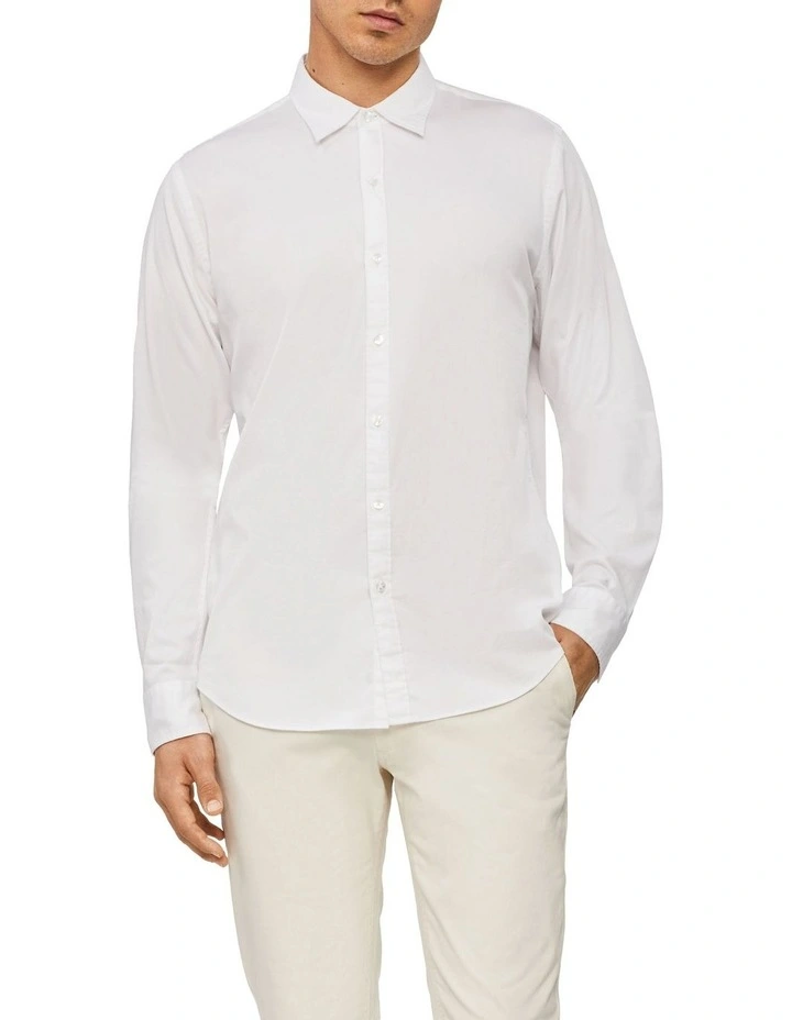 Nevertuck Long Sleeve Plain Poplin Shirt in White Calvin Klein Nevertuck Long Sleeve Plain Poplin Shirt In White -Calvin Klein Sales