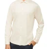 Calvin Klein Nevertuck Long Sleeve Plain Poplin Shirt In Cream