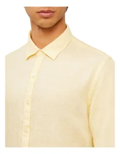 Calvin Klein Nevertuck Long Sleeve Plain Linen Shirt In Ecru -Calvin Klein Sales 928886680 4 720x928
