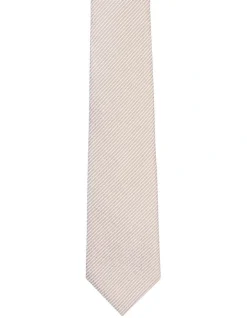 Calvin Klein Stripe Silk Tie In Brown